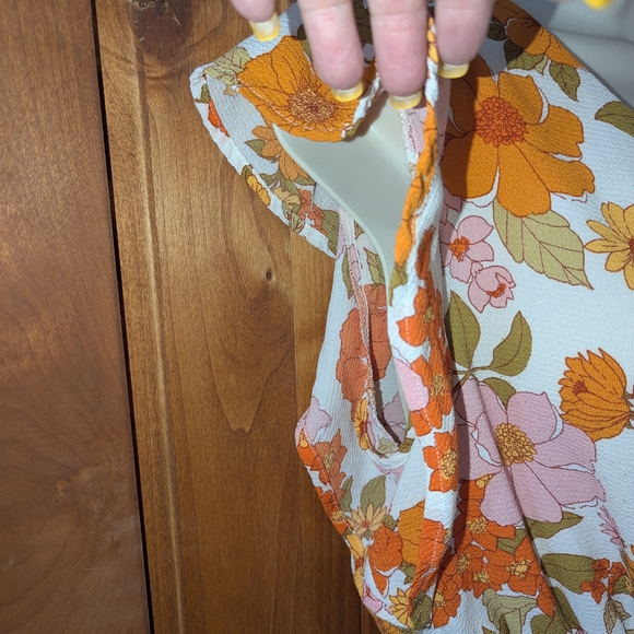 Monteau Pink‎ and Orange Ruffled Blouse - Picture 2 of 7